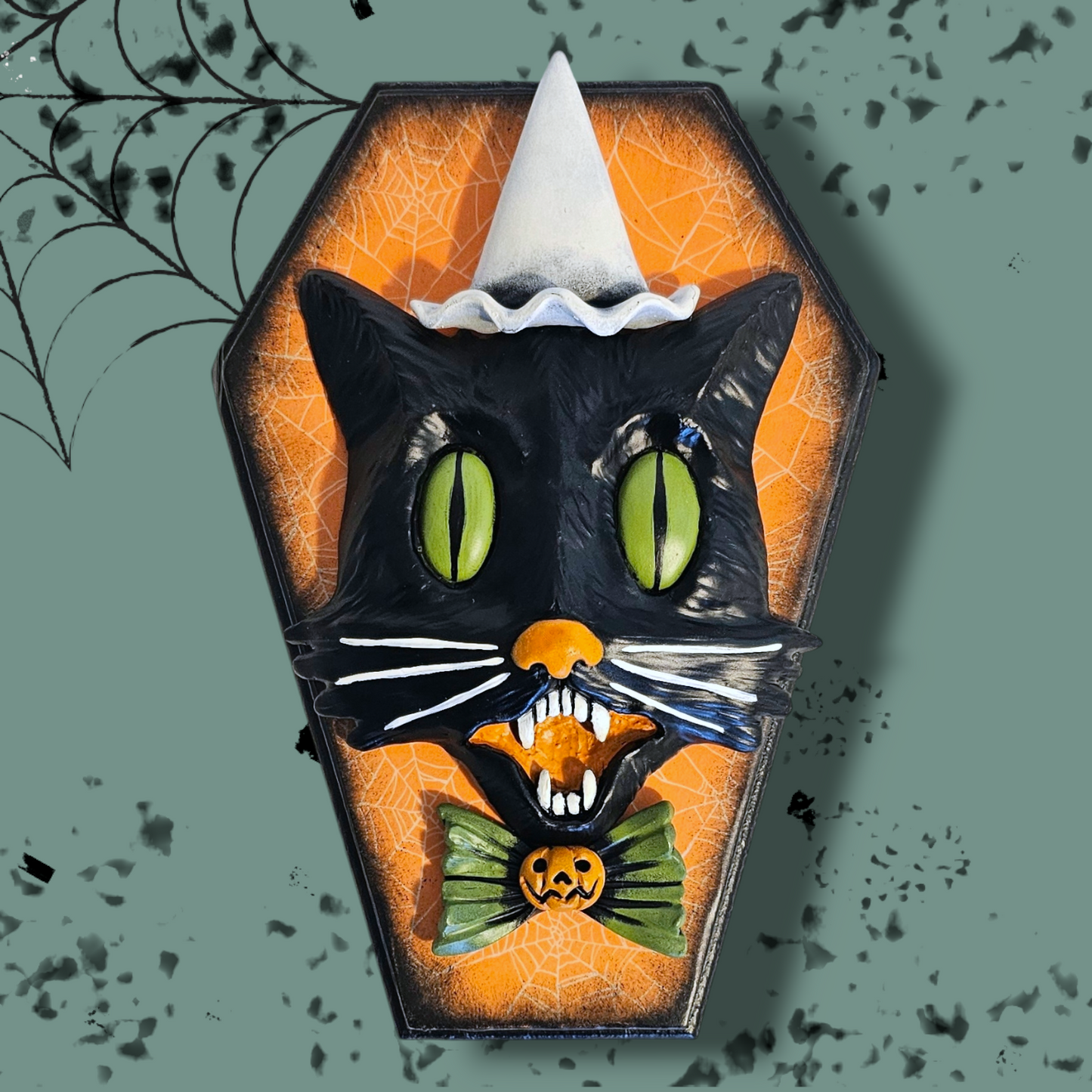 Retro Halloween Cat Plaque