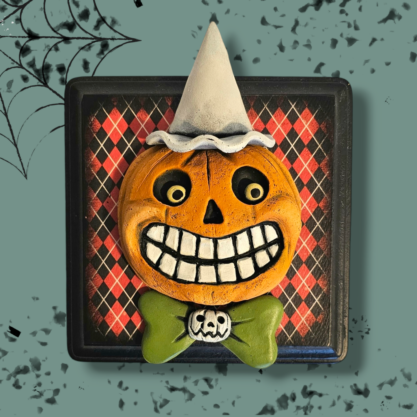 Retro Halloween Pumpkin Plaque