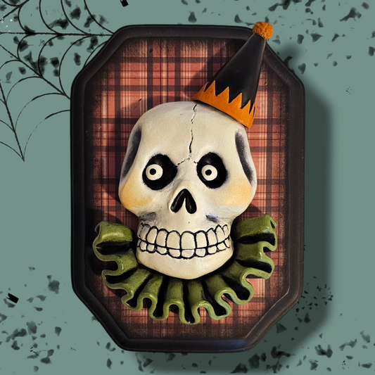 Retro Halloween Clown Skull Plaque