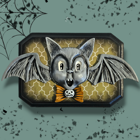 Retro Halloween Bat Plaque