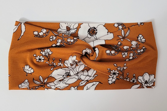 Twisted Knot Orange Floral Headband