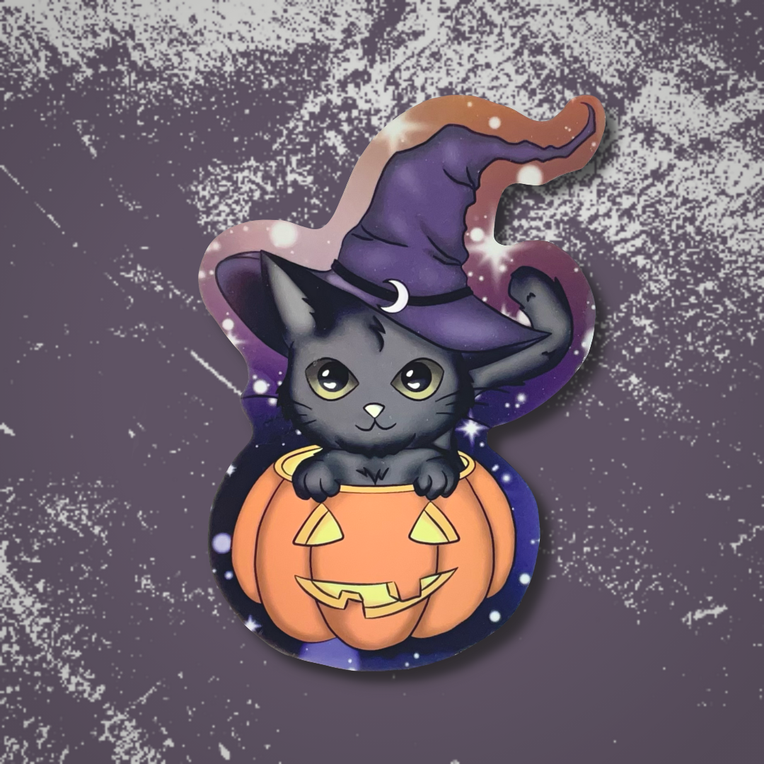 Holographic Spoopy Kitty Sticker